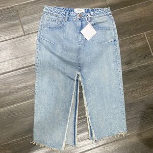 PISTOLA Light Blue Straight-Leg Jeans with Center Front Slit NWT